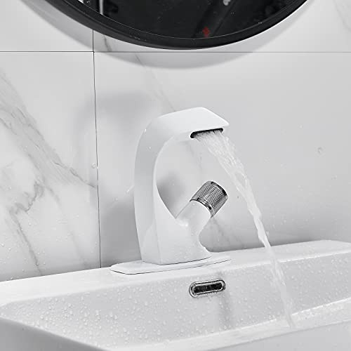 Style moderne blanc à poignée unique robinet de cuisine robinet de salle de bain mitigeur pour eau froide chaude 19cm