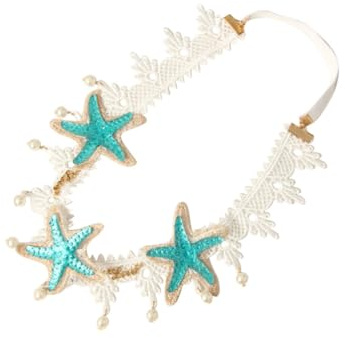 FRCOLOR Perlenhaarreif Damen Spitzen Haarband Mit Muschel Und Seestern Verzierungen Für Hochzeit Festival Und Reise Eleganter Haarschmuck