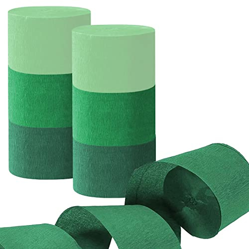 Green Crepe Paper Streamers - 6 Rolls Party Streamers for Various Festival Party Decorations