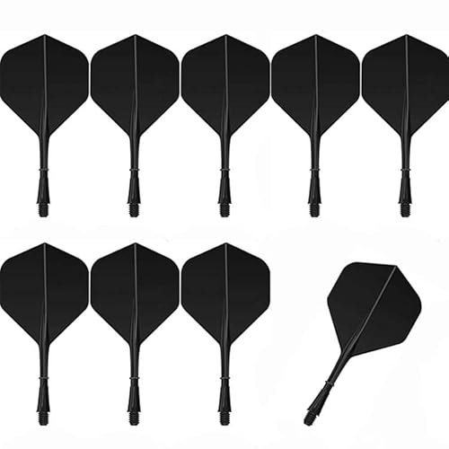 DAHI 9pcs Dart Schäfte und Flights aus einem Stück schwarz Dartpfeile Zubehör 2BA Dart shafts und Flights