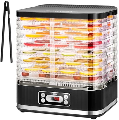 VIVOHOME Deshidratador de Alimentos con 8 Bandejas Deshidratadora de Frutas con pantalla LCD Temperatura Ajustable 35-70℃ Deshidratadoras de Carne, Setas y Fruta Temporizador de 72H