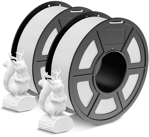 SUNLU PLA Filament 1.75mm, 3D Drucker Filament PLA 1.75mm +/- 0,02mm, Einfach zu Verwenden, Anfängerfreundlich, Passend Für Sie Meisten FDM 3D Drucker, 1KG Spule, 2 Pack. (Weiß+Weiß)