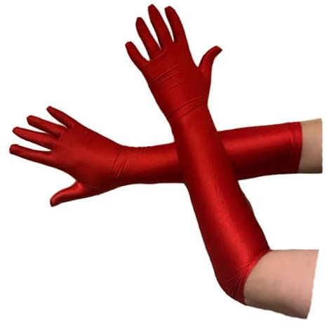 jokeshop Ladies Long Satin Gloves Opera Evening Princess 1920's Party Fancy Dress Prom (Red)