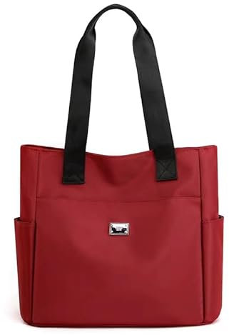YXQSED Nylon Shopper Damen, Leicht Multi-Tasche Handtasche Wasserdicht Groß Umhängetasche Weinrot
