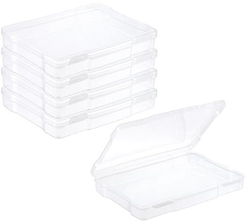 PATIKIL 5x7 Photo Storage Box, 4 Pack Photo Boxes Storage Photo Organizer Cases Storage Container Picture Boxes Plastic for 5x7 Pictures Sticker Scrapbook Craft Keeper, Clear
