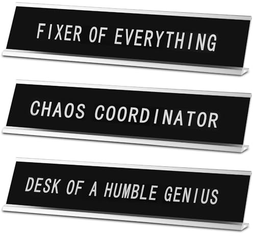 Suzile 3 Stück Chaos Coordinator Fixer of Everything Desk of a Humble Genius Lustige Schreibtischschilder Neuheit Namensschild Lustige Bürodekoration Schreibtischschild für Kollegen Geschenk