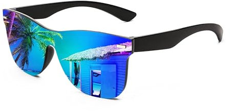 FEISEDY Randlose Sonnenbrille Verspiegelt Herren Damen One Piece Dunkle Gläser mit UV400 Schutz B4114