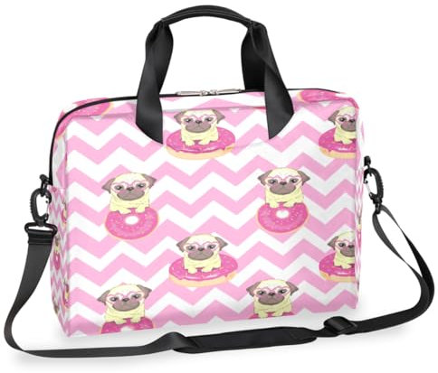 WowPrint Mignon Bulldog Donut Housse pour ordinateur portable Bulldog Sac à main d'ordinateur portable Sac à main Sacoche Messenger Sac de transport Bandoulière pour 13-16 pouces, couleur, 13-16in