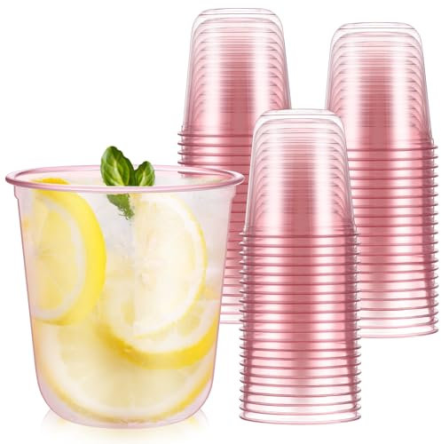 Ziliny 50 vasos desechables sin tallo de 12 onzas, copas de vino de plástico transparente clásico para reuniones, bodas, cumpleaños, cócteles, suministros para fiestas de Navidad ()