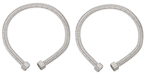 PATIKIL G1/2 x 19,68 Pouces Tuyau Flexible de Chauffe-Eau d'Acier Inoxydable, 2 Pcs Tuyau de Connecteur de Chauffe-Eau Ondulé Durable, pour Raccord de Conduites d'Eau