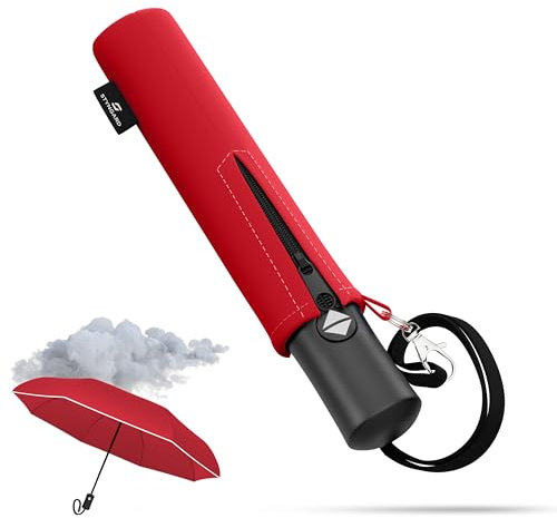 STYNGARD Regenschirm Kinder mit Sicherheitsreflektoren - Regenschirm Kinder Schulranzen Modell ROTTERDAM (rot)