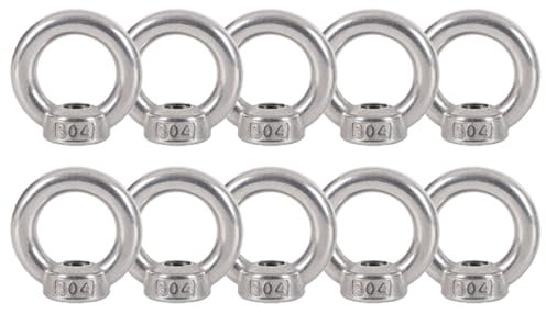 Konrunppy 10 Stück Ringmuttern 304 Edelstahl Ringmuttern Ringmuttern mit Gewinde für Hebezubehör (M4)