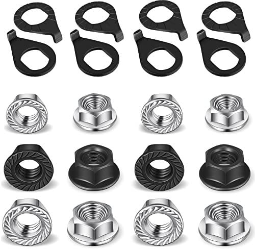 24 Pcs/Set Bike Wheel Axle Nut and Safety Washer Kit 3 Sizes Bicycle Hub Flanged Hardware Nuts Steel Flange Axle Nut Wheel Retaining Bicycle Hook Hub Parts for Front and Rear Bike Wheel Mountain Road