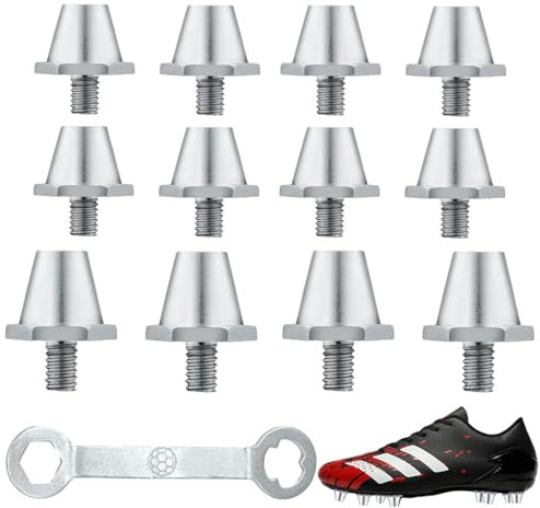 Erzekrim Fußballstollen Football Studs Schraubstollen Fussballschuhe 12 Stück Aluminiumlegierung Silver Geeignet für Fußballschuhe
