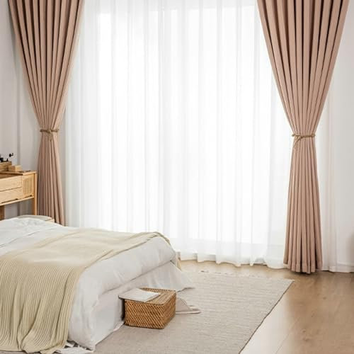 Ayoiow Verdunkelung Dachfenster, Thermovorhang Kälteschutz Mit Ösen, Polyester Thermovorhang 2Er Set, Rosa, 137X229CM