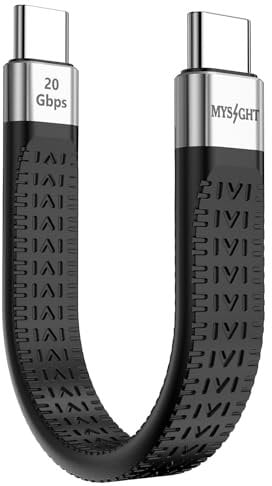 Mysight USB C auf USB C Kabel Kurze, [USB 4 Gen 2] Kabel FPC Flat Design Kurz USB Ladekabel PD 100W Schnellladung Kompatibel für Samsung Galaxy S25 S24, iPhone 16 Pro/16ProMax/16, MacBook Air/Pro