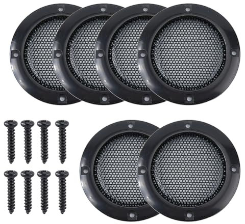 SUPERFINDINGS 6 Sets 36Pcs Plastic Audio Speaker Cover 2inch Car Speaker Subwoofer Guard Protector with 24 Screws Black Mesh Subwoofer Grill for DIY and Car Speaker