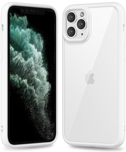 oakxco Custodia Sottile e Trasparente per iPhone 11 Pro Max Cover, Custodia Ultra Slim Guscio Rigido Trasparente Ibrida in Plastica Rigida e Gomma Siliconica Morbida, Anti-Giallo, Bianco