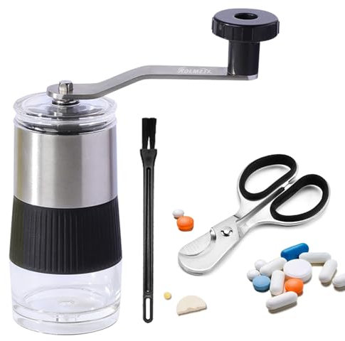 ROLMZJX Tablettenmörser und Tablettenteiler Schere, Pillen Grinder mit Depotfach, ideal für Ernährungssonden, Haustiere oder um Kindern die Einnahme von Medikamenten zu erleichtern