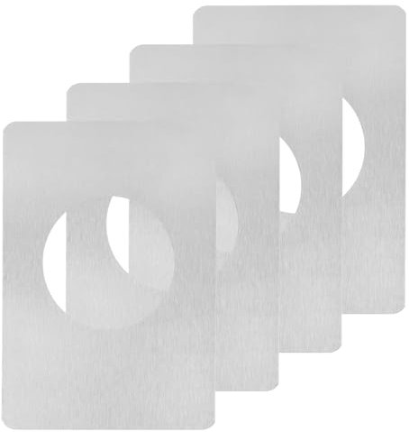 sourcing map 4 Set 130x90mm / 5.12x3.54 Door Knob Reinforcement Plate, Stainless Steel Door Hole Cover Lock Repair Plate for Door Knob Fixing Backing, Silver