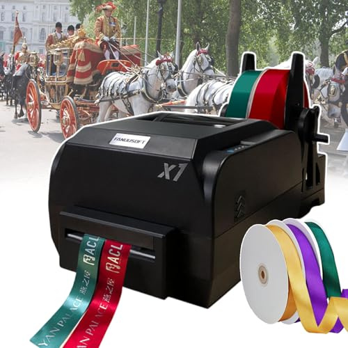 smafoseedding Satinband-Druckmaschine, personalisierte Bandmaschine, mit Bandhalter, unterstützt über 50 Sprachen, einfaches Drucken von einfachem Text, Muster, Logos, für Hochzeiten, Partys,