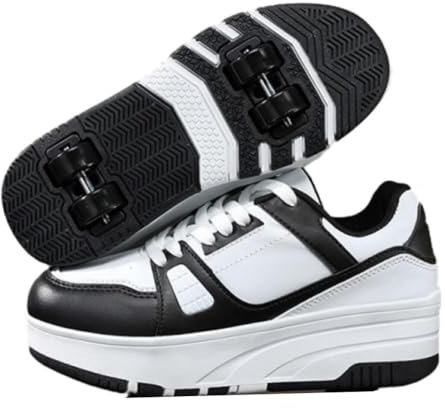 HEFAM Schuhe mit Rollen für Kinder Kinder Rollschuhe Schuhe mit 4 Rädern Turnschuhe Einziehbar 2 in 1 Multifunktions Rollschuhe Outdoor Laufschuhe Skateschuhe