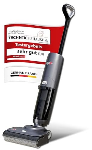 Flixxe X3 Premium 2-in-1 Nass-Trockensauger – Kabellos, 200W Leistung, 40 Min Laufzeit, LED-Display, Selbstreinigung, X-Sense Technologie, Hygienische Reinigung, Beidseitige Kantenreinigung (grau)
