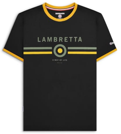 Lambretta Mens Ringer T-Shirt Black/Gold L