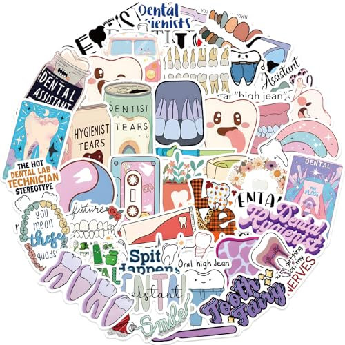 50 Stück Zahnarzt Aufkleber Auto Laptop Telefon Gitarre Skateboard Motorrad Fahrrad Dentist Stickers Set Vinyl Wasserdicht Aesthetic Aufkleber für Jugendliche Kinder Erwachsene