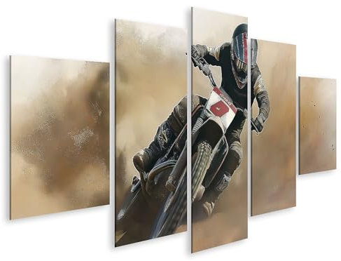 islandburner Imagen de primera calidad sobre lienzo motociclista con ropa protectora negra conduce rápidamente a través del terreno arenoso imágenes murales póster