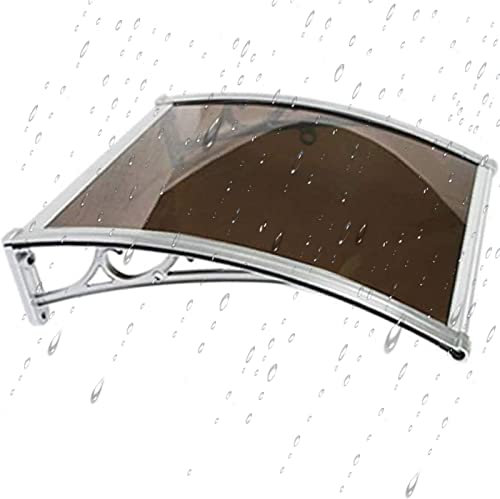 Türvordach, Markise, Regenschutz für Außenfenster, für die Veranda der Vorder-/Hintertür, Anti-Aging-UV-Schutz, mit Halterung aus schwarzer Aluminiumlegierung + transparenter Polycarbonatplatte