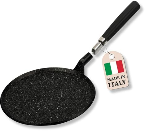 pentolpress Granit Crêpe Pfanne (30 cm Durchmesser) – Crepe Pfanne für Induktion – super kratzfeste Pfanne – Antihaft Crepepfanne made in Italy – Crepe Pfanne mit abnehmbarem Griff