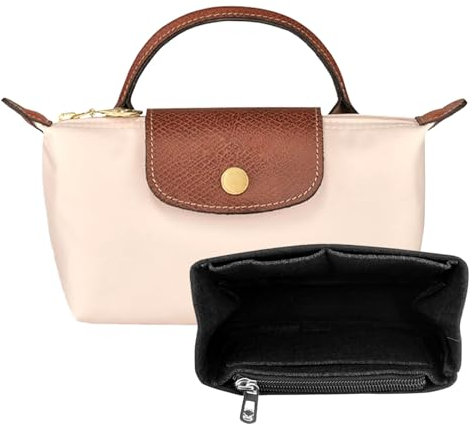 GADITIEK Organizer für Long champ Tasche, Passend für MINI-Größe, mit mehreren Taschen, Multi-Pocket Felt Handbag Organizer for Insert Wallet for Long champ (Schwarz-MINI)