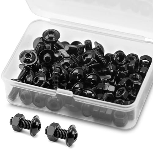 (40 Juegos) Juego de Tornillos y Tuercas Allen M5 x 10 mm, Acero Inoxidable 304 Óxido Negro, Tornillos de Cabeza Plana, Pernos de Brida, Tornillos de Brida