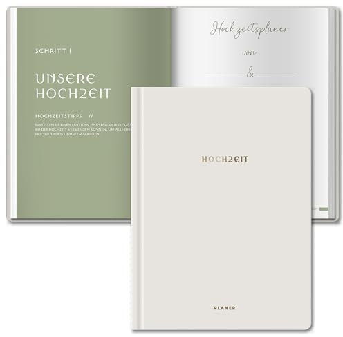 Hochzeitsplaner Deutsch A4 | 180°-Aufschlag - Ohne Andrücken flach öffnen | 160 Seiten Wedding Planner mit Terminplan, Checklisten, Tipps & Kalender | Hochzeitsplaner Buch für Verlobungsgeschenk