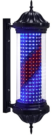 Barberpub Barber Pole Barbierstab, Barbershop Friseurstange mit LED Leucht Salon Einrichtung, Außenwandlampe für Friseursalons, Barbier Stange Licht, 81CM Salon Zeichen, Energie Sparen L041BC