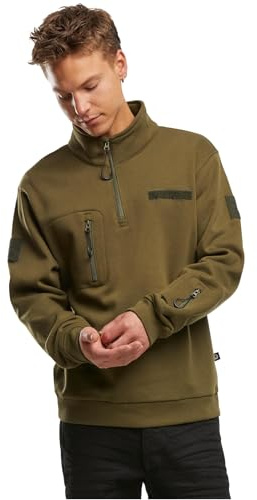 Brandit Men's Tactical Sweat Troyer Hoodie, olive, L