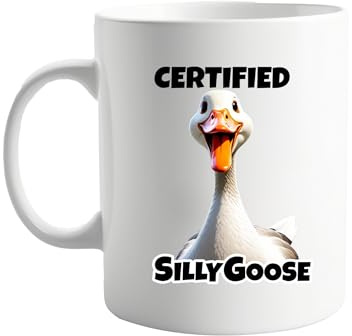 Certified Silly Goose 11oz Ceramic Mug – Funny Goose Face Coffee Cup for Tea, Hot Chocolate or Drinks – Humorous Novelty Gift Idea for Animal Lovers and Fun Personalities, Present Fot Him or Her