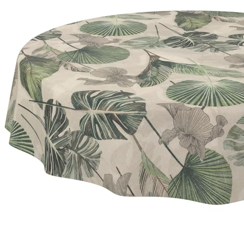 ANRO Tischdecke abwaschbar Lucia rund Ø 140 cm Outdoor wetterfest | ideal für Garten, Terrasse & Esszimmer – Tischwäsche aus beschichtetem Stoff – schmutz- & wasserabweisend, pflegeleicht