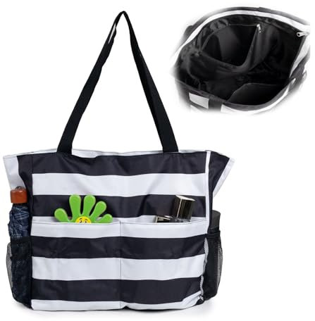 Furforstk bolsa playa mujer 43x38x15cm bolsos playa mujer con múltiples bolsillos saco de praia Impermeable grande con cremallera bolsa piscina grande Para playa, piscina, gimnasio, viajes