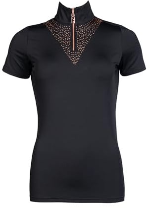 HKM Damen Rosegold Glamour Style T-Shirt, Schwarz, M