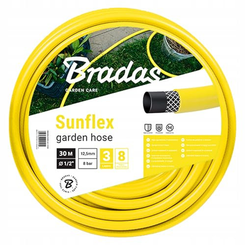 Bradas GARDEN CARE - Gartenschlauch Sunflex 1/2 Zoll 30m – Flexibel und Robuster Wasserschlauch für Gartenpflege - Gartenschläuche und Bewässerung – Garten Schlauch für den perfekten Einsatz