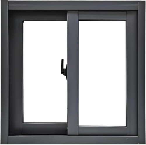 Usknxiu Finestre di Ricambio per seminterrati, finestre scorrevoli Orizzontali, finestre di Ricambio in Alluminio con zanzariera e Vetro, per finestre di casa,Nero,WxH 24x20in/60x50cm
