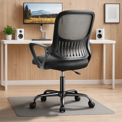 DUMOS Bürostuhl Ergonomisch Schreibtischstuhl mit Lendenwirbelstütze Verstellbaren Armlehnen Drehstuhl Höhenverstellbarer Office Chair Bürostühle Geeignet für Büro und Schlafzimmer(Schwarz)
