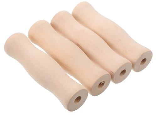 Lurrose Utensilios de Cocina de Madera para Barbacoa Mangos Antideslizantes 4 Piezas Material Duradero para Cocinar Libre y Camping Diseño Orificio