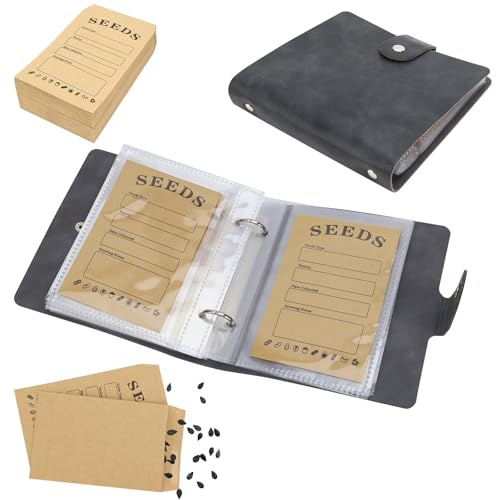 YICH Samen Aufbewahrung Umschläge Samentütchen mit 56 Selbstdichten Saatgut Aufbewahrung Ordner Garten Samen-Spar-Umschläge Selbstklebende Organizer
