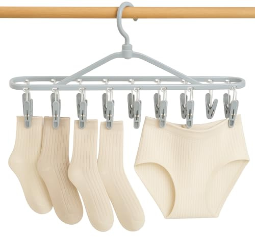 Tendedero colgante, Colgadores de Ropa, Tendedero Ropa Interior, Perchas Plastico Plegable para colgar calcetines, calzoncilllos o bragas, Giratoria 360 Grados, 36x 11 cm, Contiene 12 ganchos