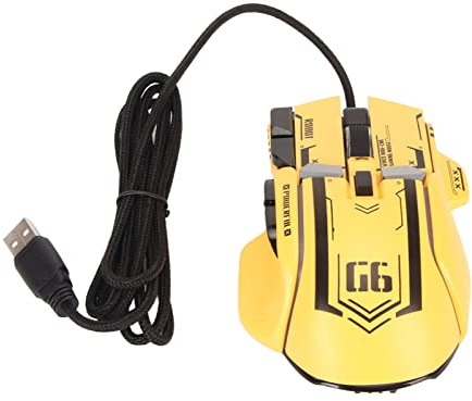 Fockety Kabelgebunden-Gaming-Maus, 10-Tasten-Makro-Programmierbar, 13 RGB-Beleuchtungsmodi, 6 Geschwindigeichen 12800 DPI, Kabelgebunden RGB-Gaming-Muse-Laptops, PC (Yellow)