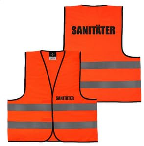 Falkenheyn Warnweste mit Aufdruck - Sicherheitsweste Notarzt Sanitäter Brandschutzhelfer Ersthelfer Ordner Rücken/Front- Druck - Gelb Orange M/XL/XXL/5XL