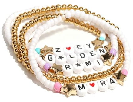 Korea Pop Demon Singer Hunters Girl Bracelets Merch Set 5pcs, Demon Singer Hunters Bracelet, Bracelets Kit with Name -Rum1 M1ra Z0ey- Friendship BFF Gifts For the K Pop Movie Fans Costume Accessories